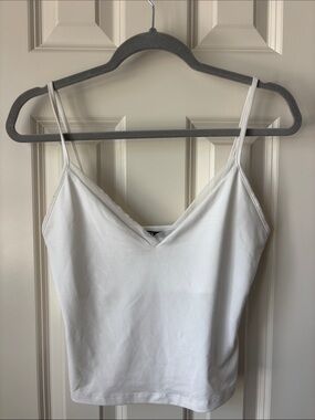 Zara White V-Neck Spaghetti Strap Camisole